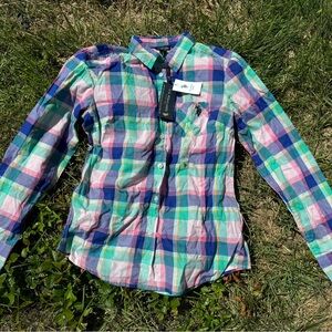 Girls US POLO plaid button up polo